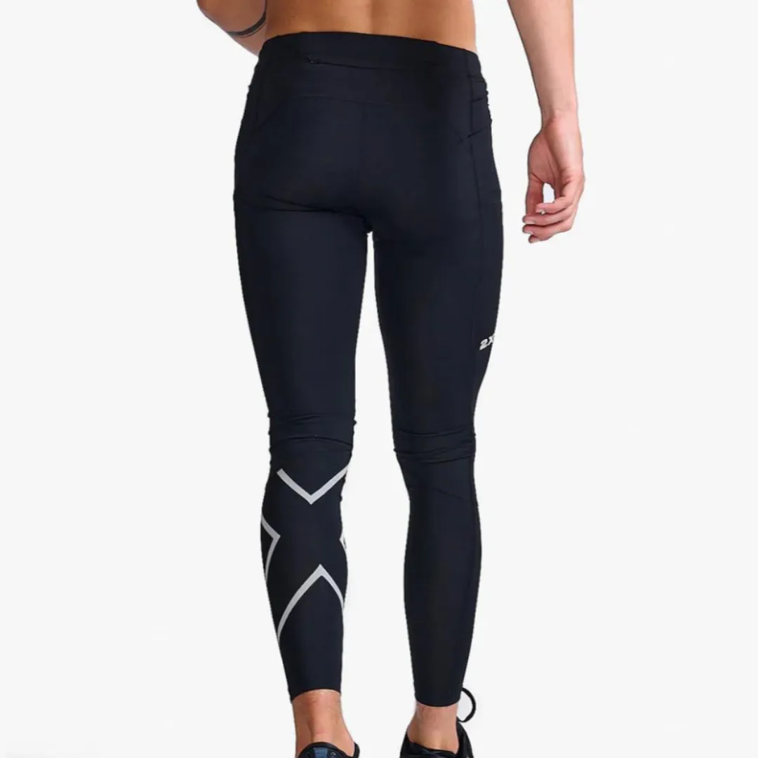 2XU Men's Aero Compression Tights (Black/Silver Refelective)