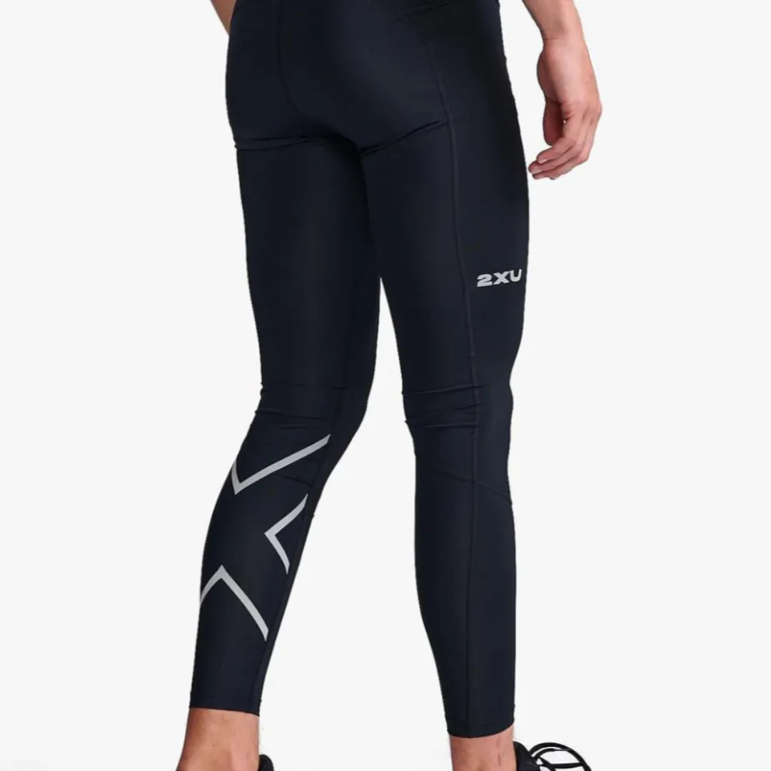 2XU Men's Aero Compression Tights (Black/Silver Refelective)