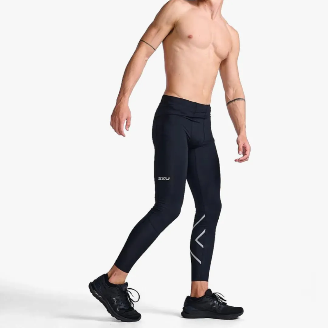 2XU Men's Aero Compression Tights (Black/Silver Refelective)