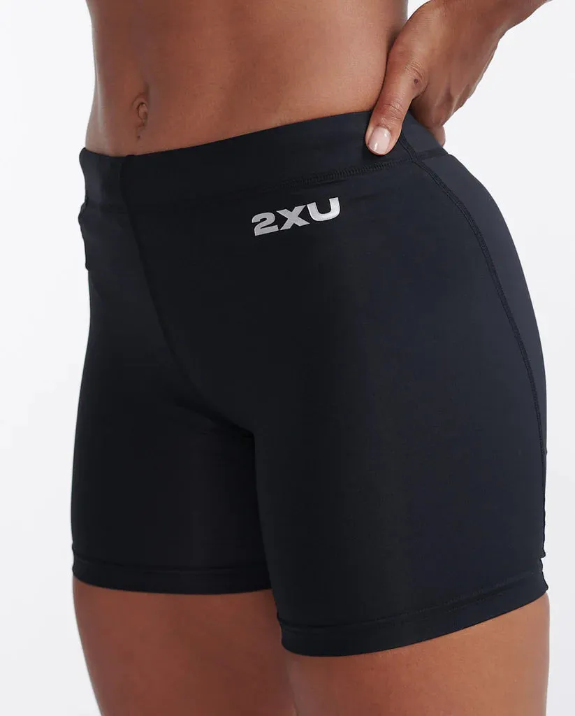 2XU Womens Core Compression Game Day 5" Shorts - Black/Silver