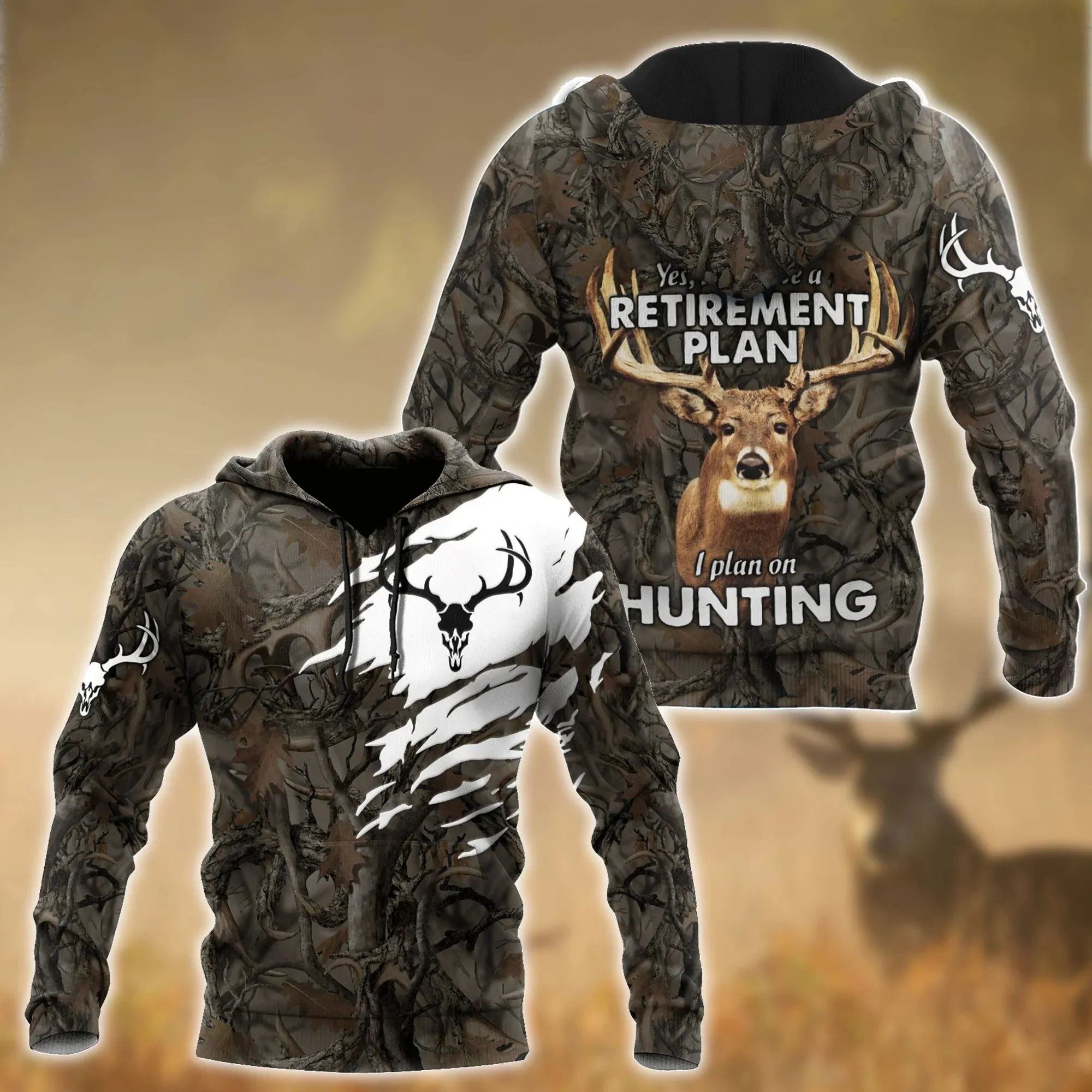 3D Full Print Deer Hunting Hoodies, Retirement Plan On Hunting Hunting Lover Gift Old Hunter Hoodie