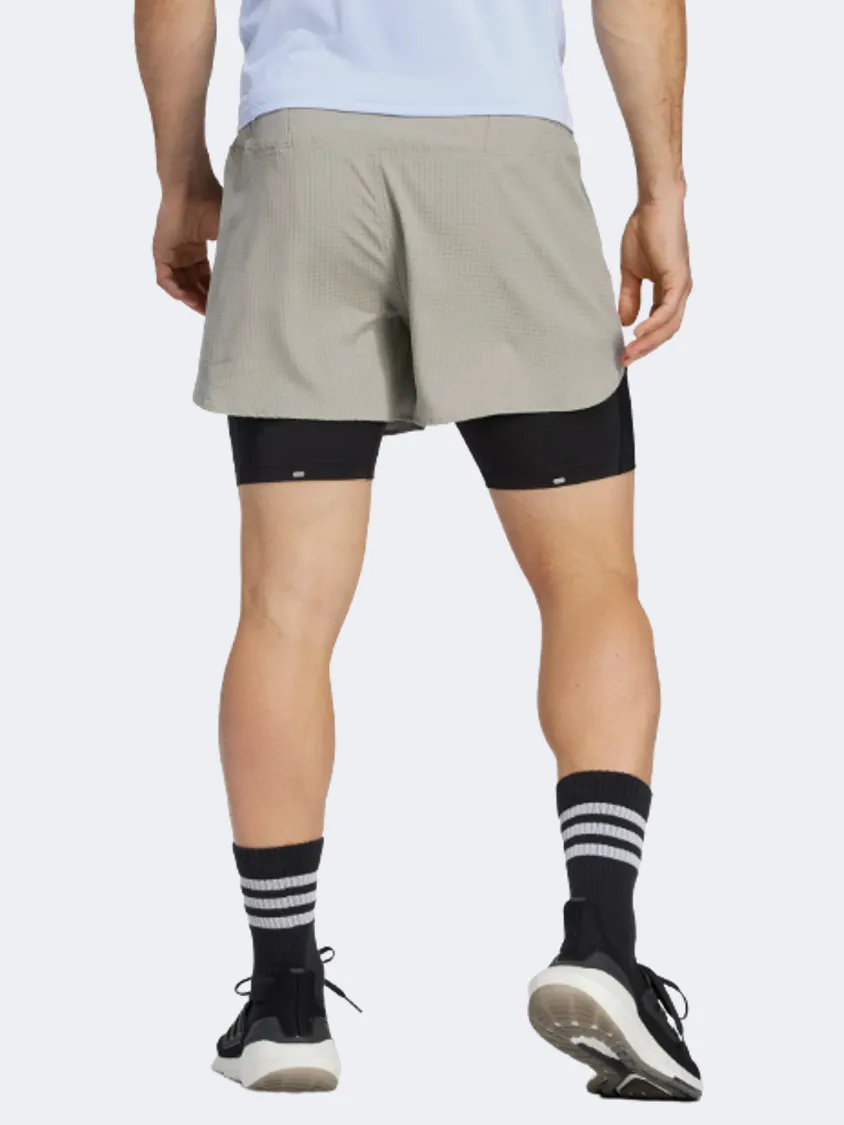 Adidas 2-In-1 Men Running Short Silver