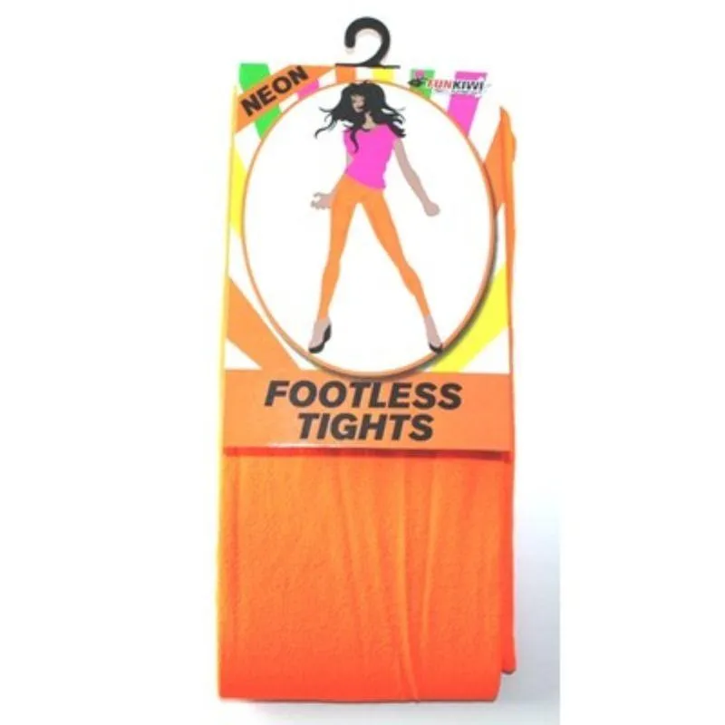 Adult Neon Orange Footless Tights