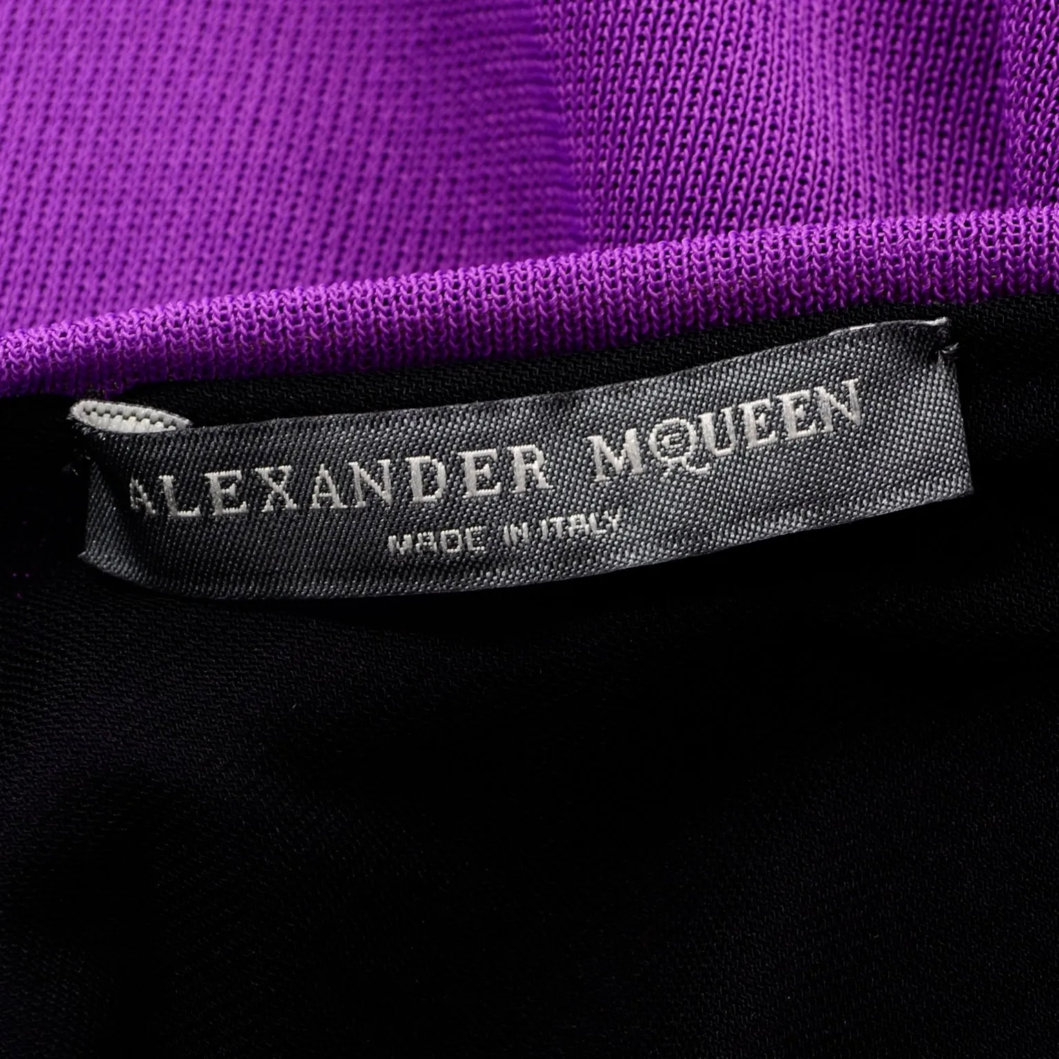 Alexander McQueen Purple Stretch Dress w/ Asymmetrical Neckline & Split Sleeves