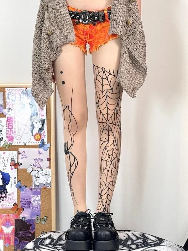 Alternative spider web punk tights