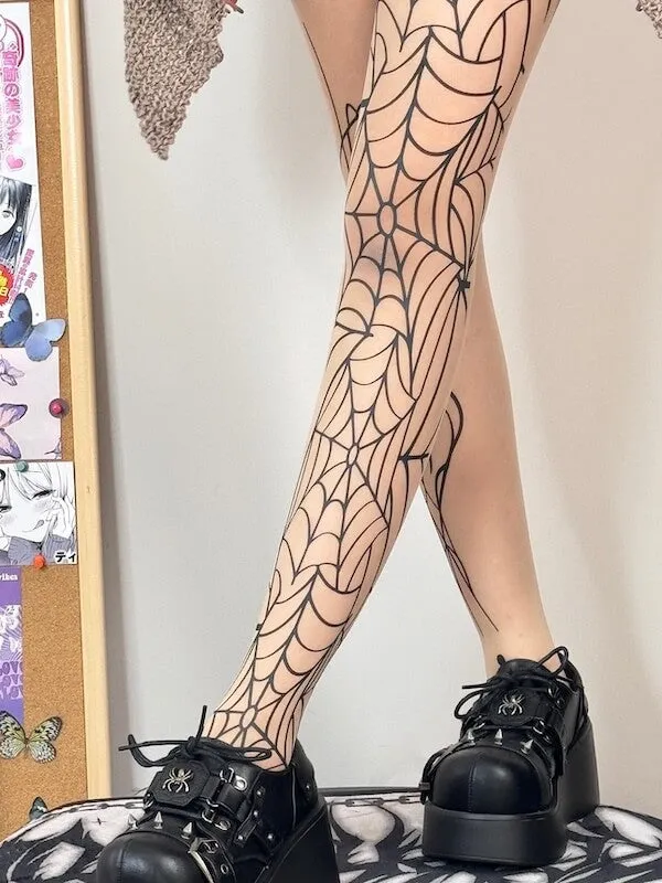 Alternative spider web punk tights