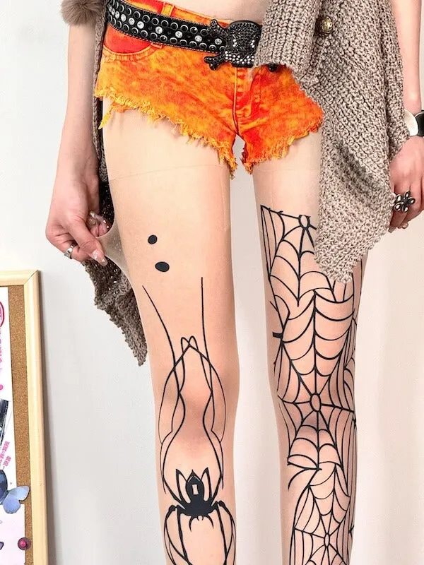 Alternative spider web punk tights