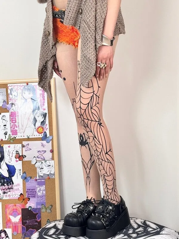 Alternative spider web punk tights