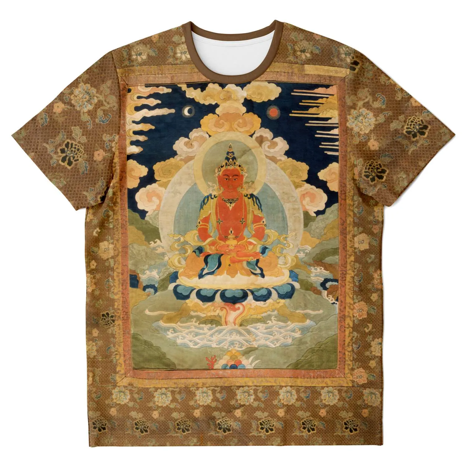 Amitabha (Amitayus), the Bodhisattva of Limitless Life Thangka, Vintage Tee Antique Graphic T-Shirt