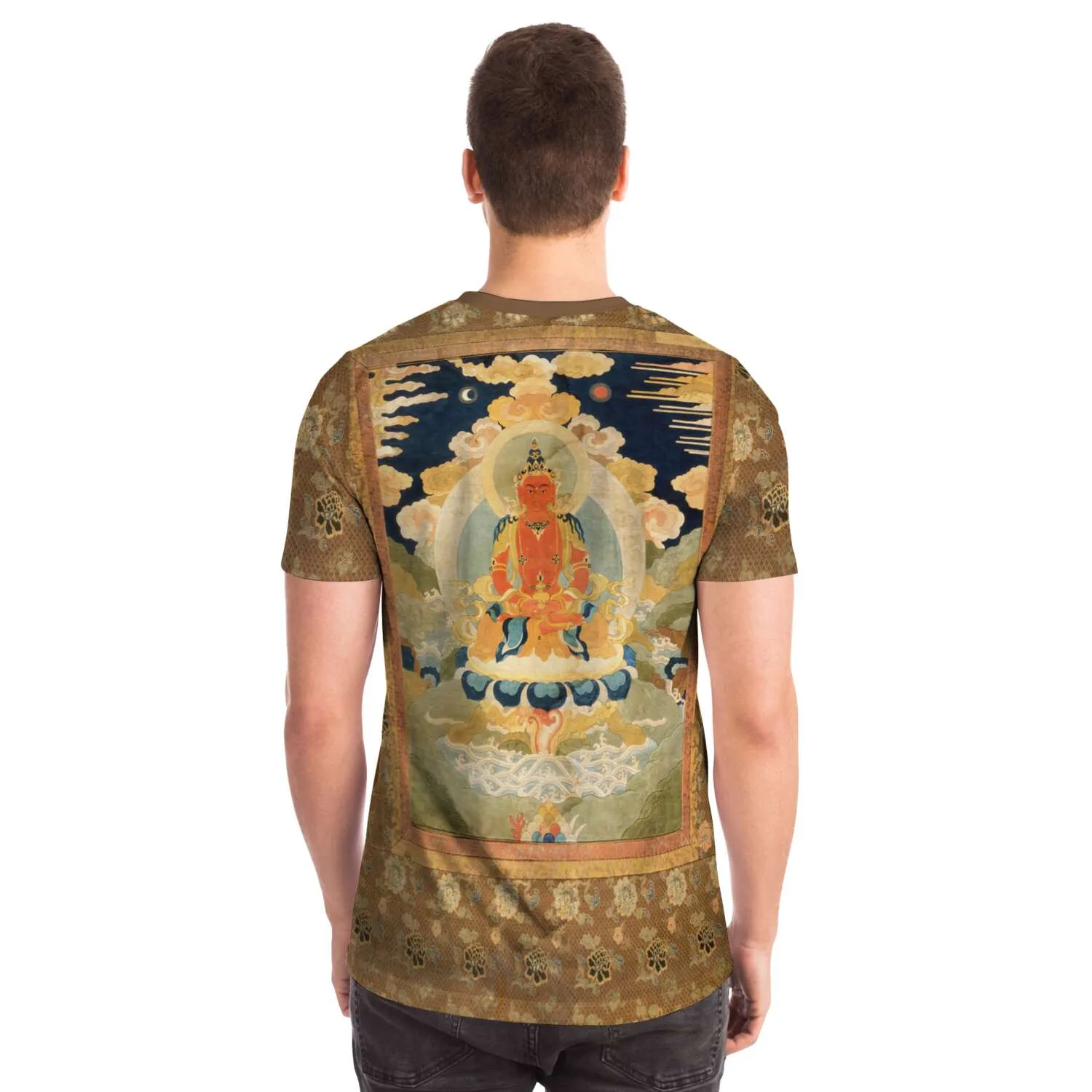 Amitabha (Amitayus), the Bodhisattva of Limitless Life Thangka, Vintage Tee Antique Graphic T-Shirt