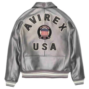 Avirex Icon Metallic Bomber Leather Jacket