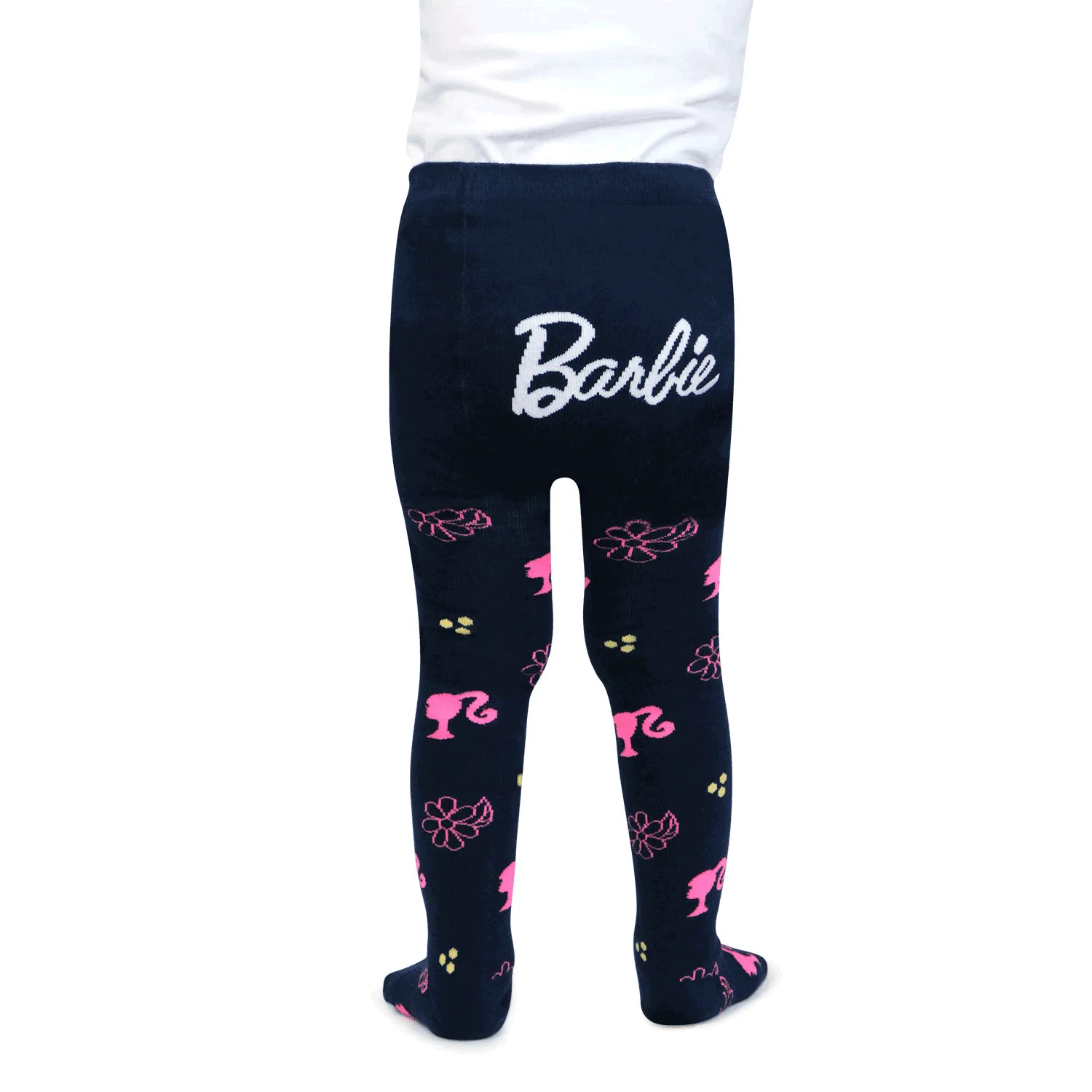 Barbie Cute Prints Knitted Tights For Baby Girls - Navy Pink