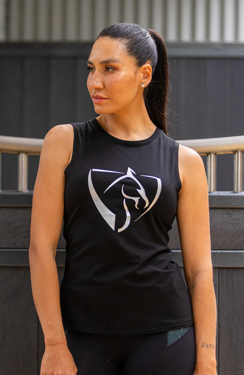 BARE Silver Logo Tank Top - Black