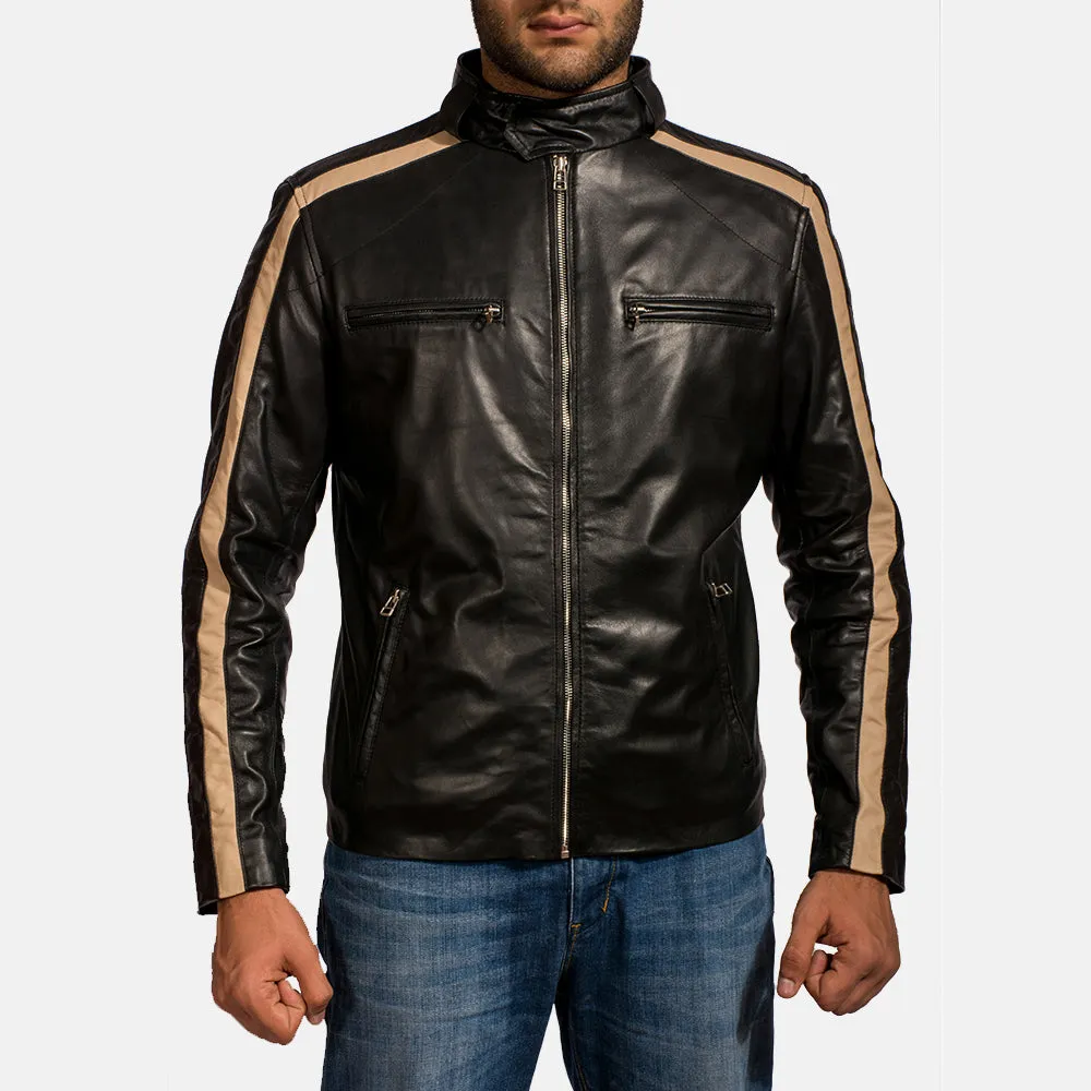 Beetle Black Leather Biker Jacket