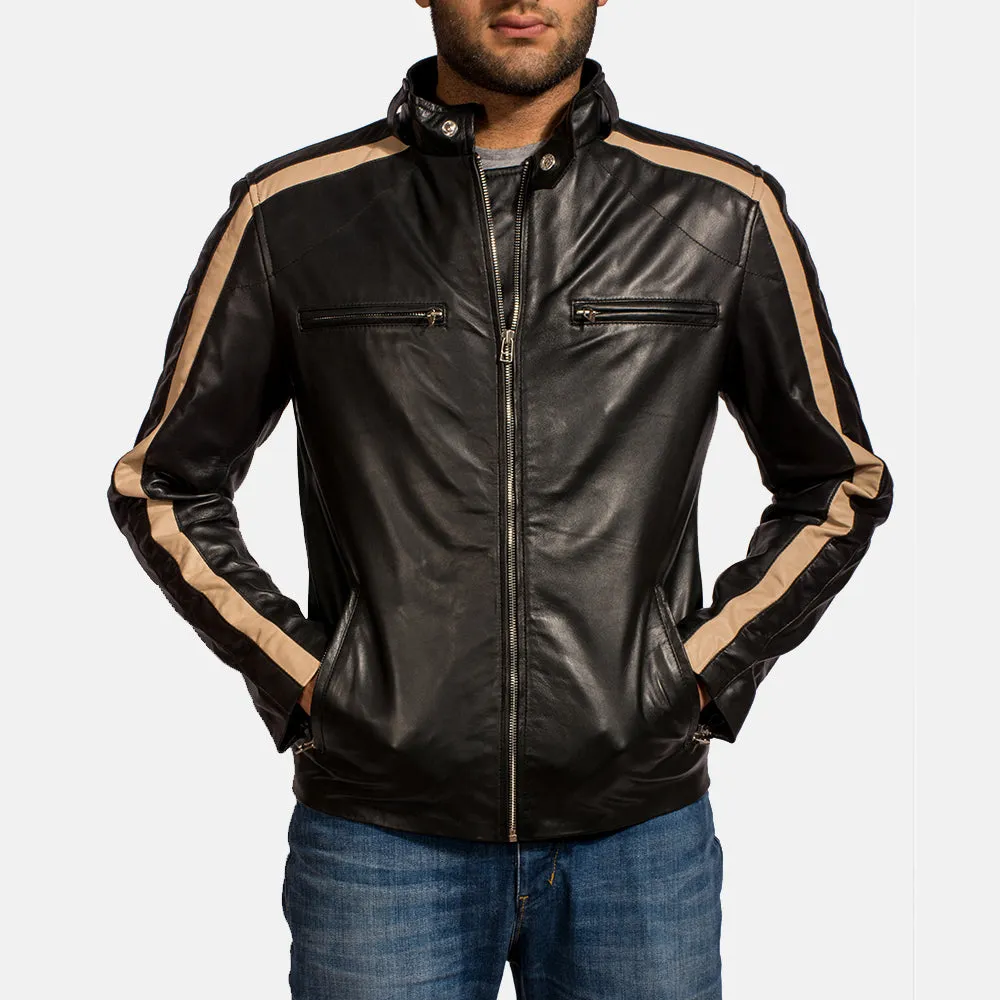 Beetle Black Leather Biker Jacket