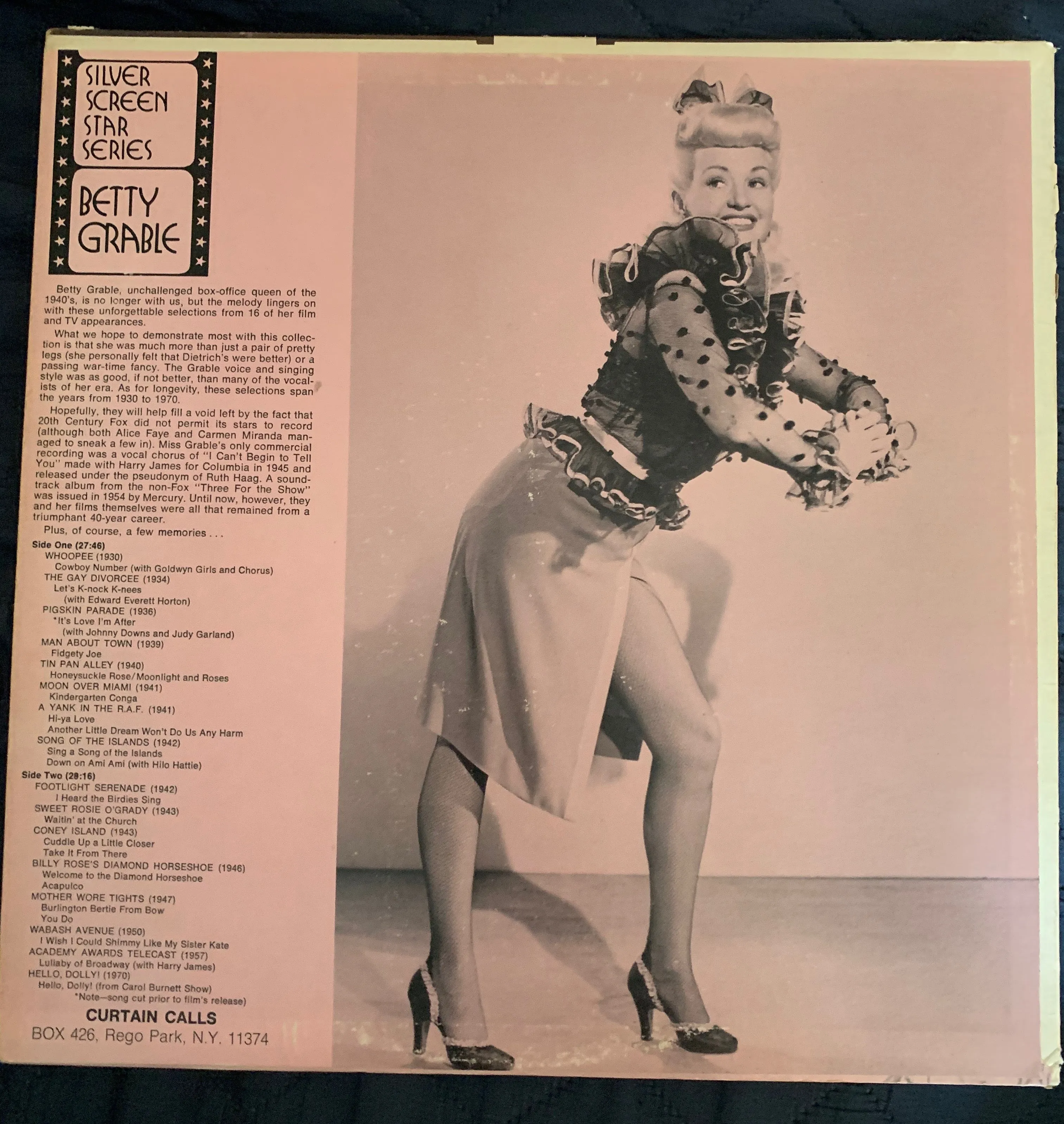 Betty Grable ‎– Silver Screen Star Series LP VINYL