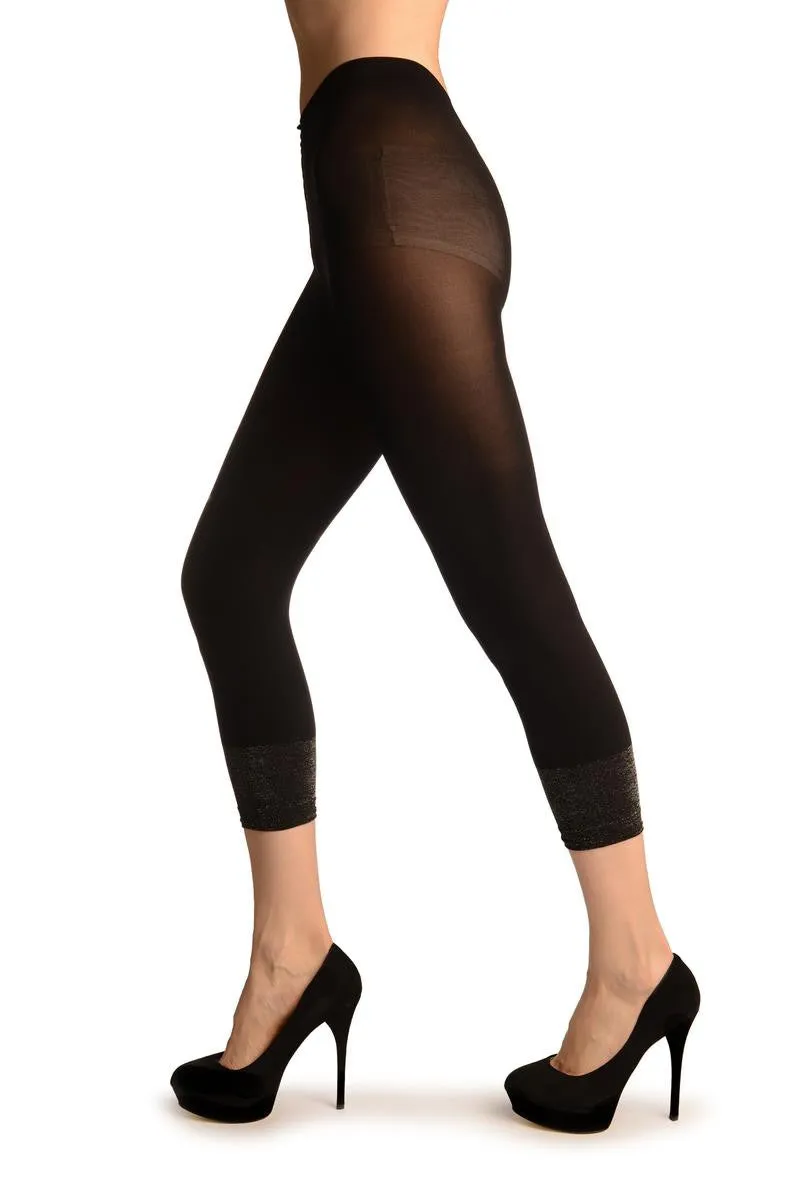 Black Cropped Tights With Silver Lurex