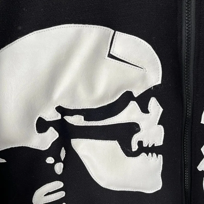 Black Patchwork Skull Zipper Jacket