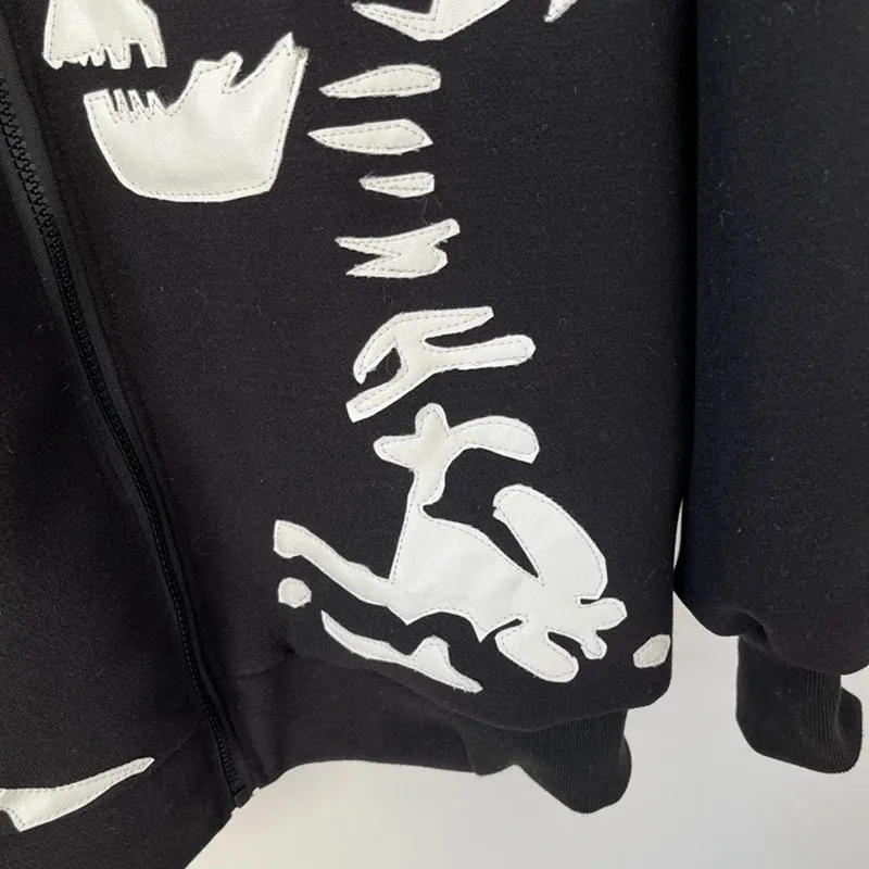 Black Patchwork Skull Zipper Jacket