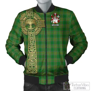 Bowen Irish Clan Tartan Bomber Jacket with Coat of Arms Celtic Tree of Life Style