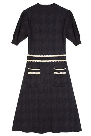 Callina Black Jacquard-knit Dress