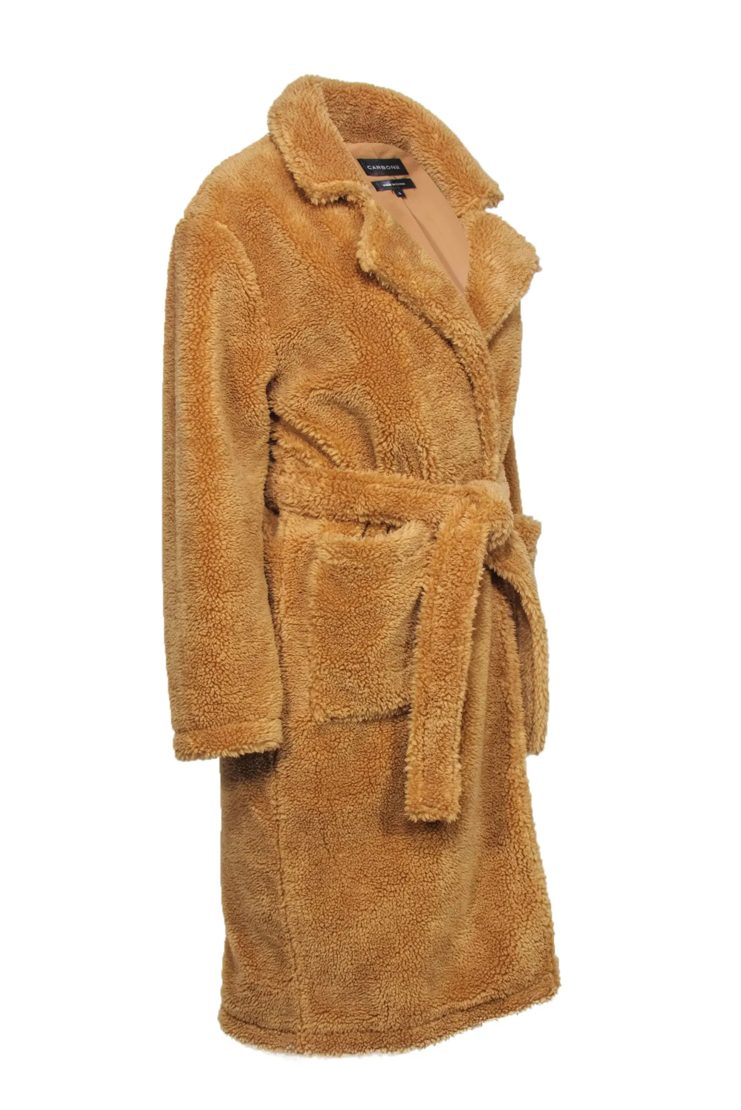 Carbon38 - Beige Longline Teddy Coat w/ Belt Sz S