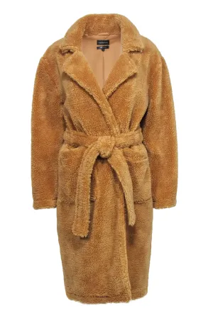 Carbon38 - Beige Longline Teddy Coat w/ Belt Sz S