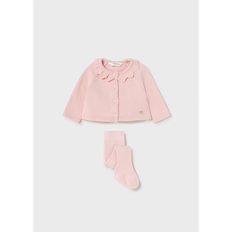 Cardigan & Tights Set- Baby Rose