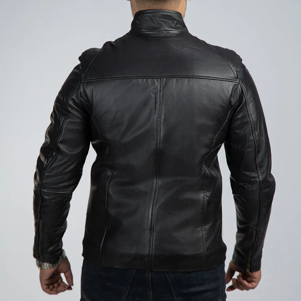 Casual Black Leather Jacket