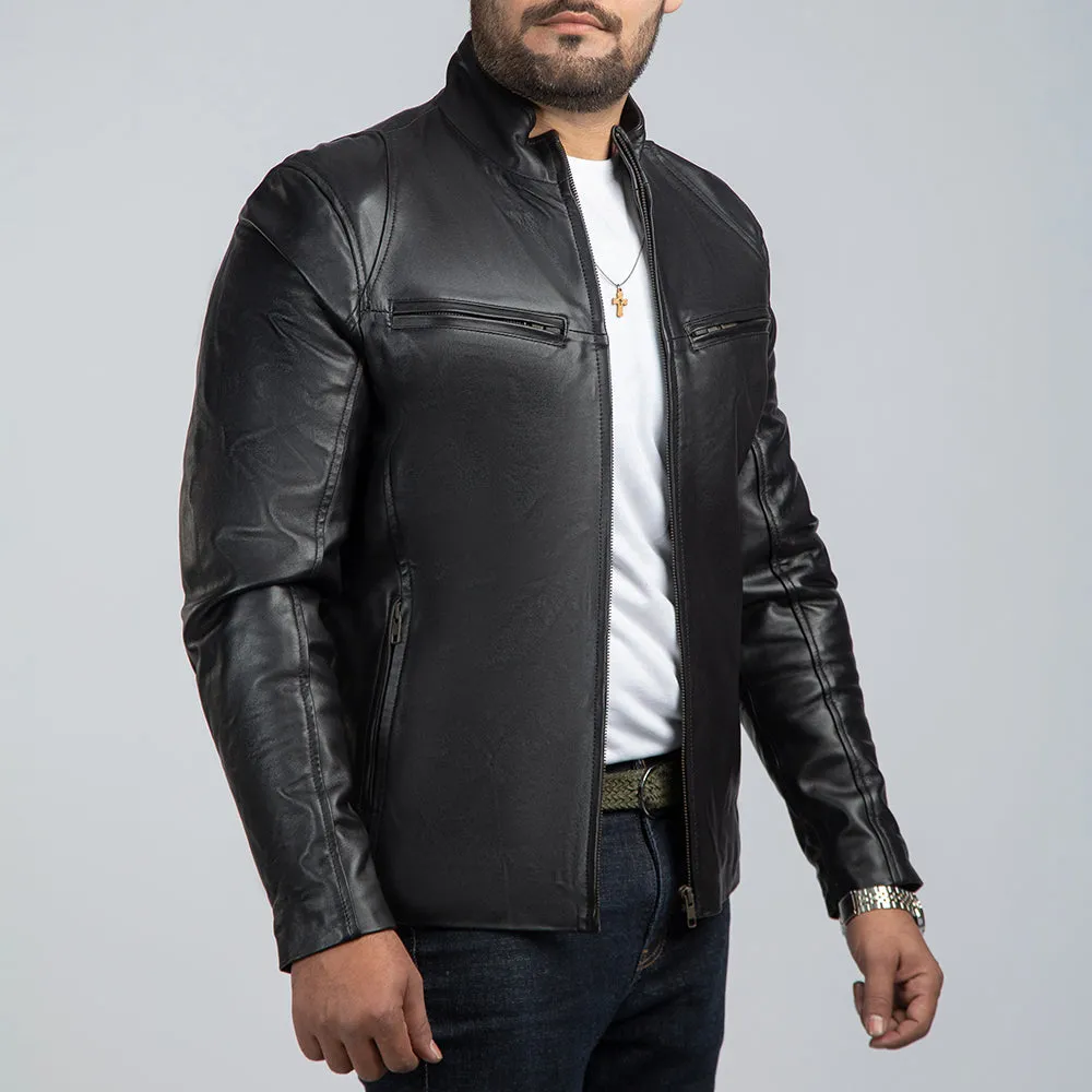 Casual Black Leather Jacket