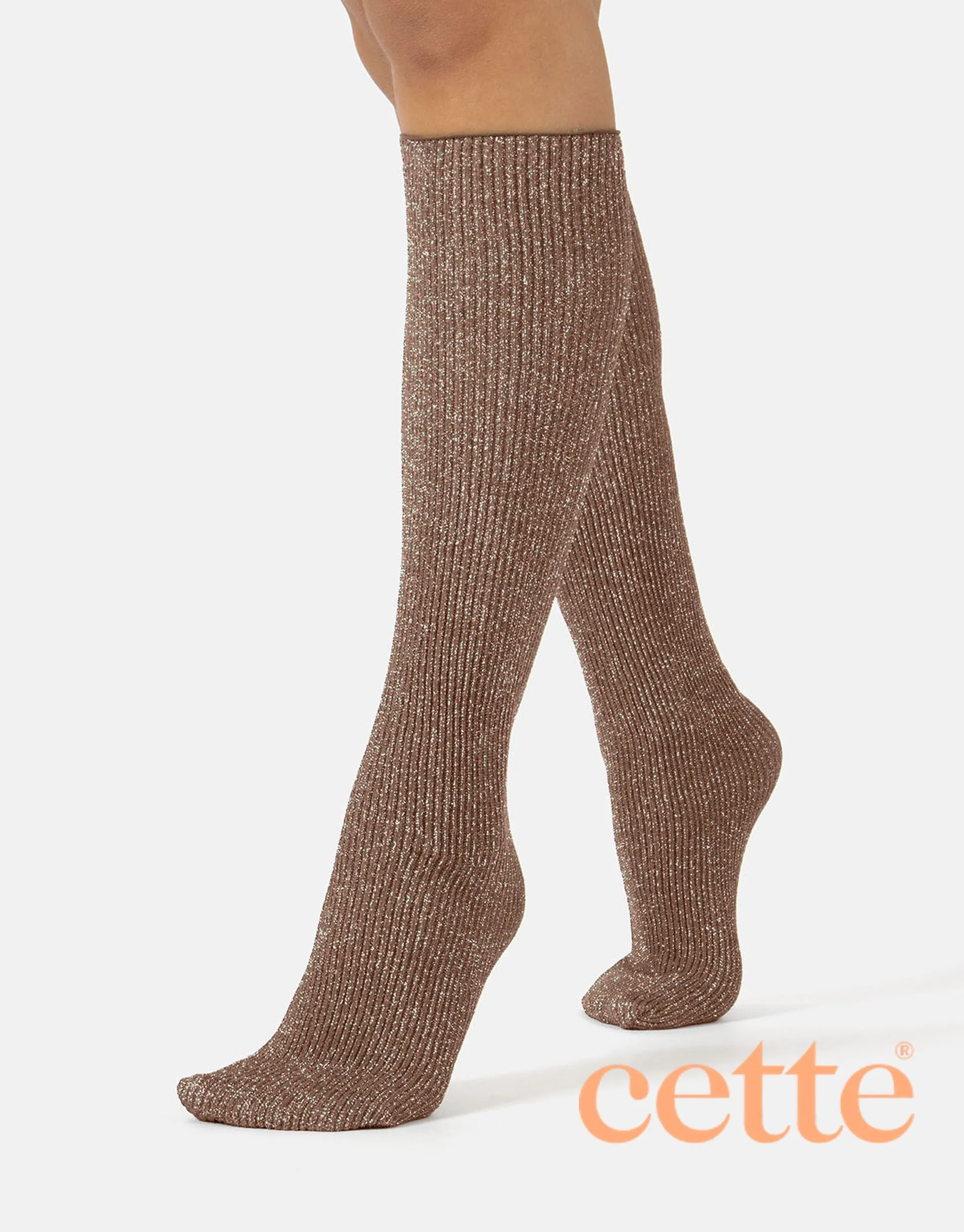 Cette Glitter Ribbed Socks Caffe 278-264