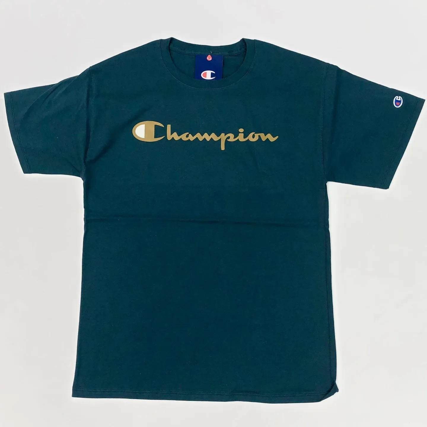 Champion Script Logo Print Jersey T-Shirt - Blue