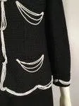 Chanel 03P Spring Black Pearl Scallop Trim wool Cardigan Jacket FR 38 US 4