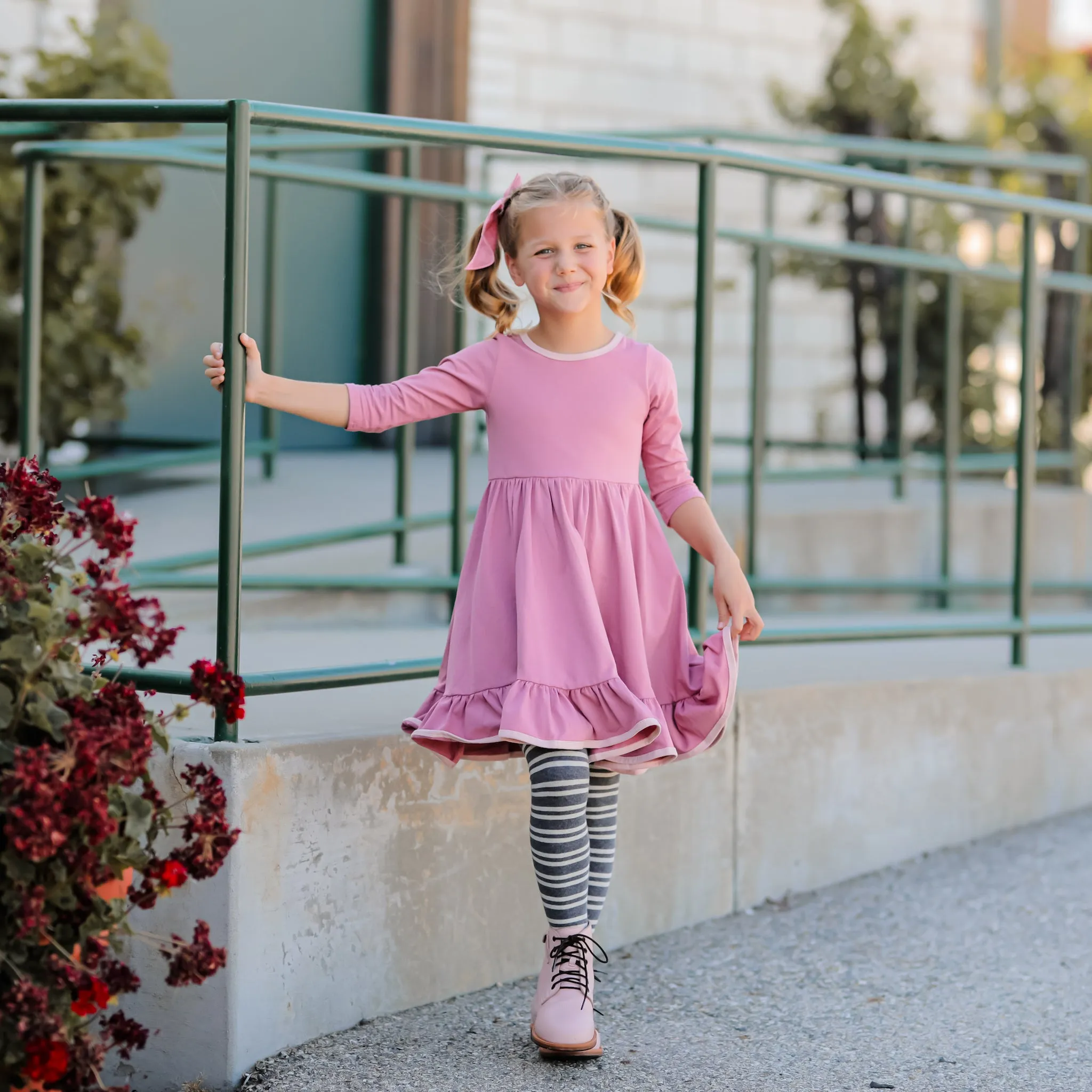 Charcoal Striped Knit Tights