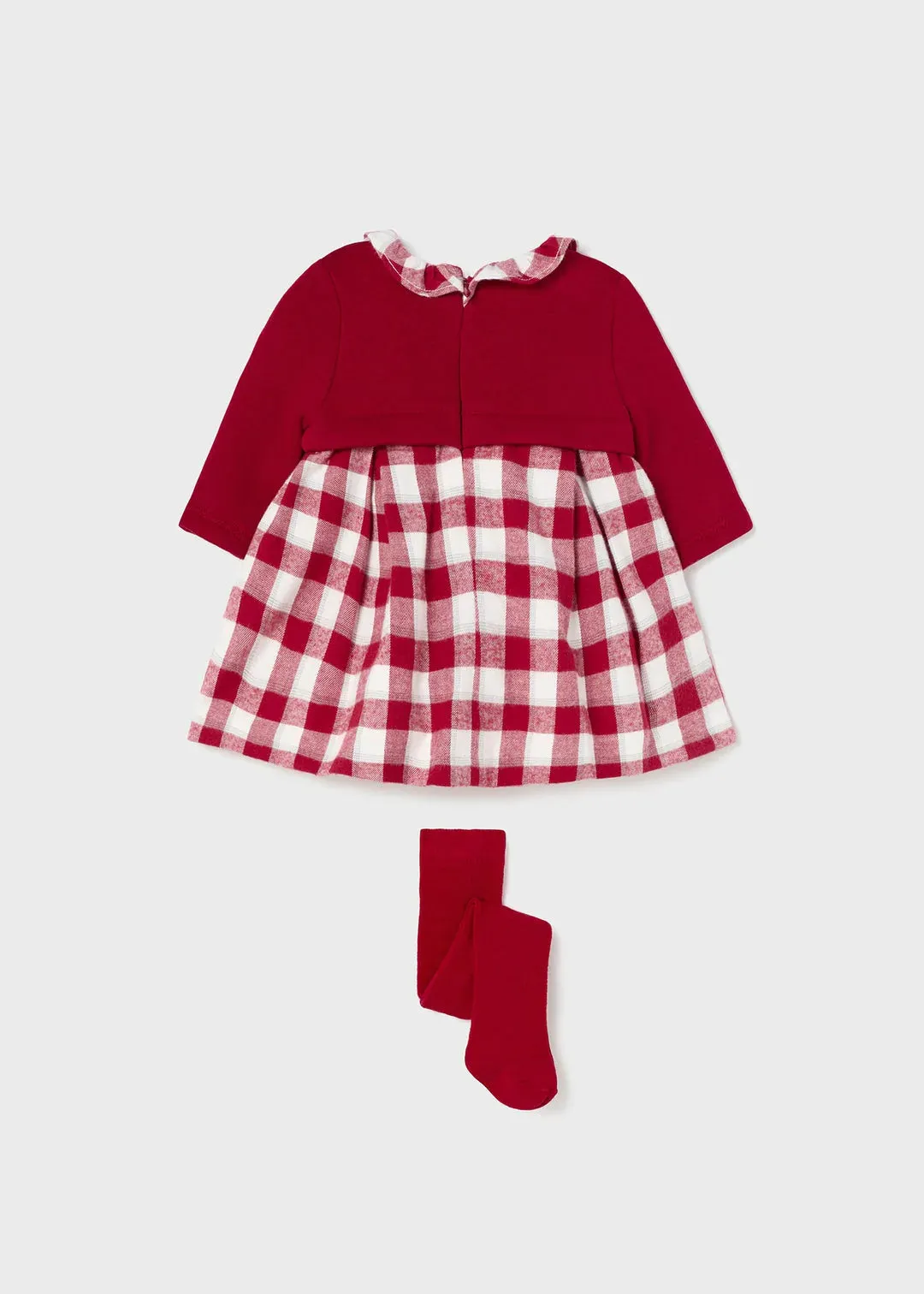 Checked Baby Girls Dress with Tights Red | Mayoral