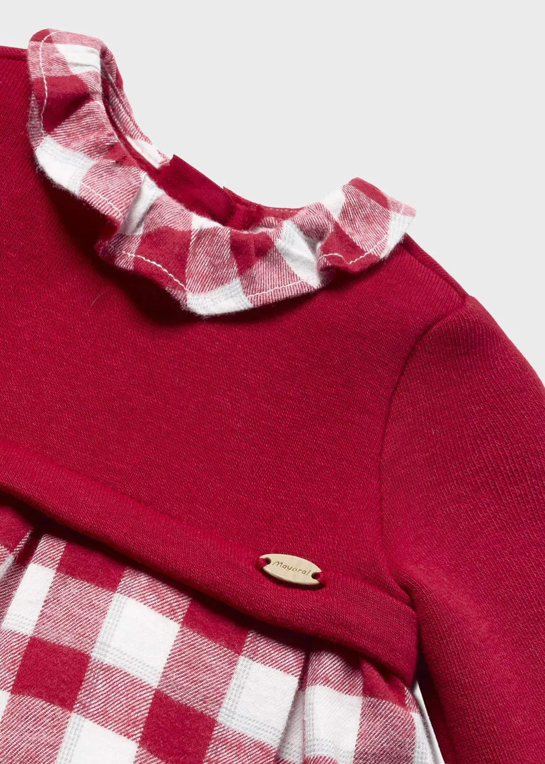 Checked Baby Girls Dress with Tights Red | Mayoral