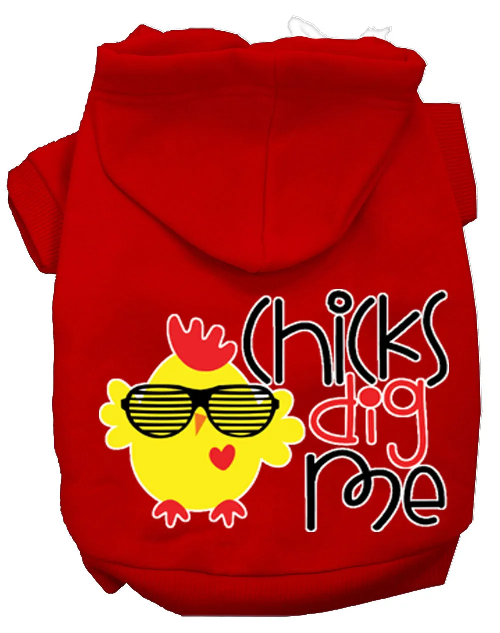 Chicks Dig Me Screen Print Dog Hoodie Red L