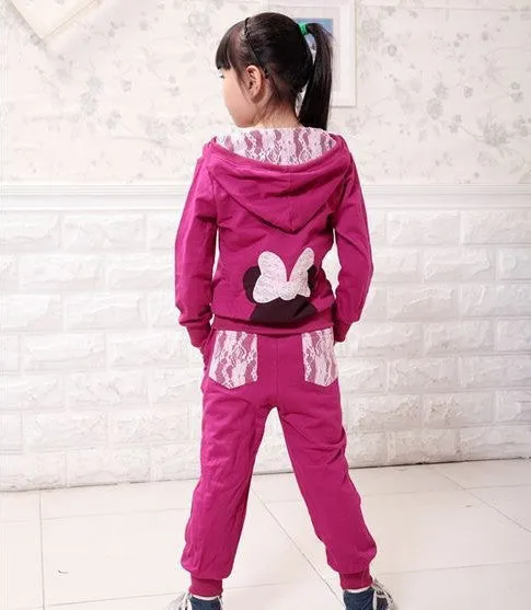 Children 2 pcs suit Cartoon girl clothing set hoodie pants autumn baby set