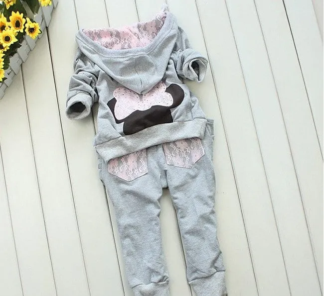 Children 2 pcs suit Cartoon girl clothing set hoodie pants autumn baby set