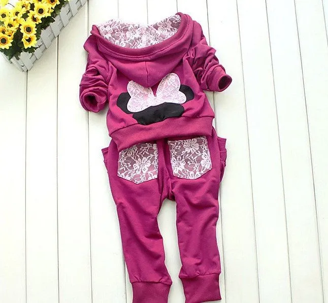 Children 2 pcs suit Cartoon girl clothing set hoodie pants autumn baby set