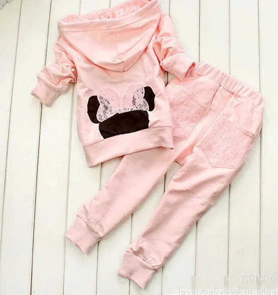 Children 2 pcs suit Cartoon girl clothing set hoodie pants autumn baby set