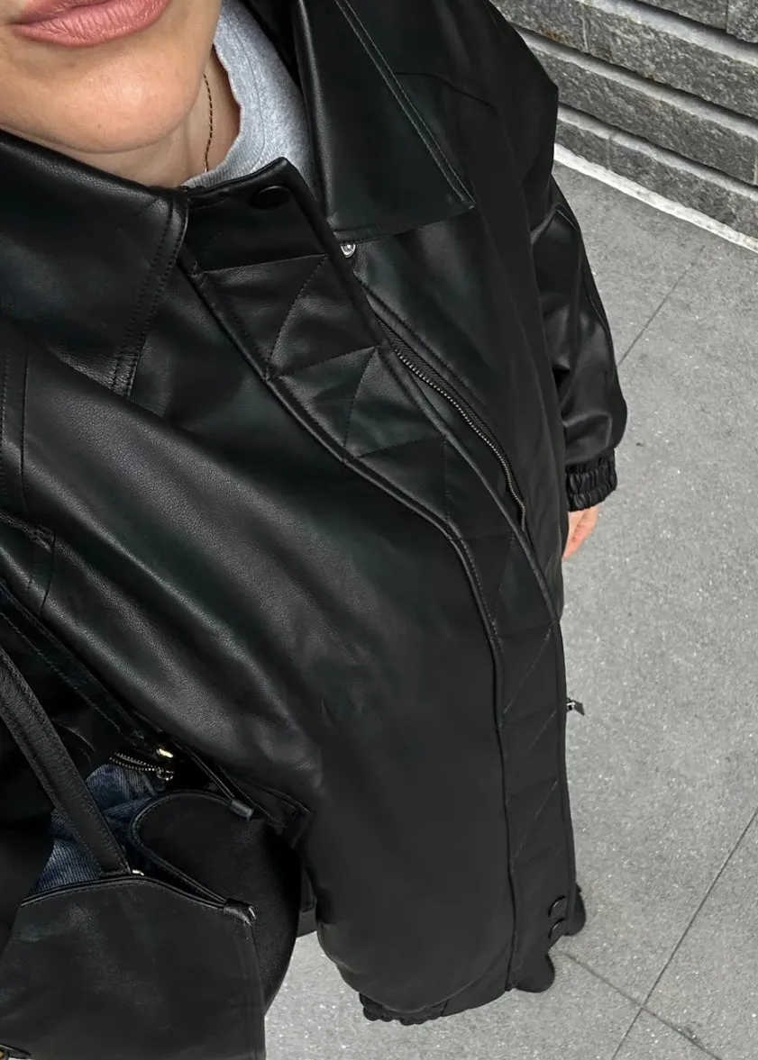 Christine Oversized Vegan Leather Bomber