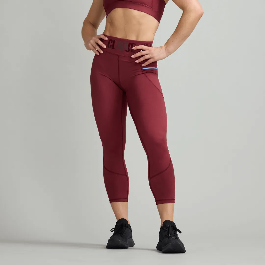 CLQ Power 7/8 Compression Tights - Oxblood