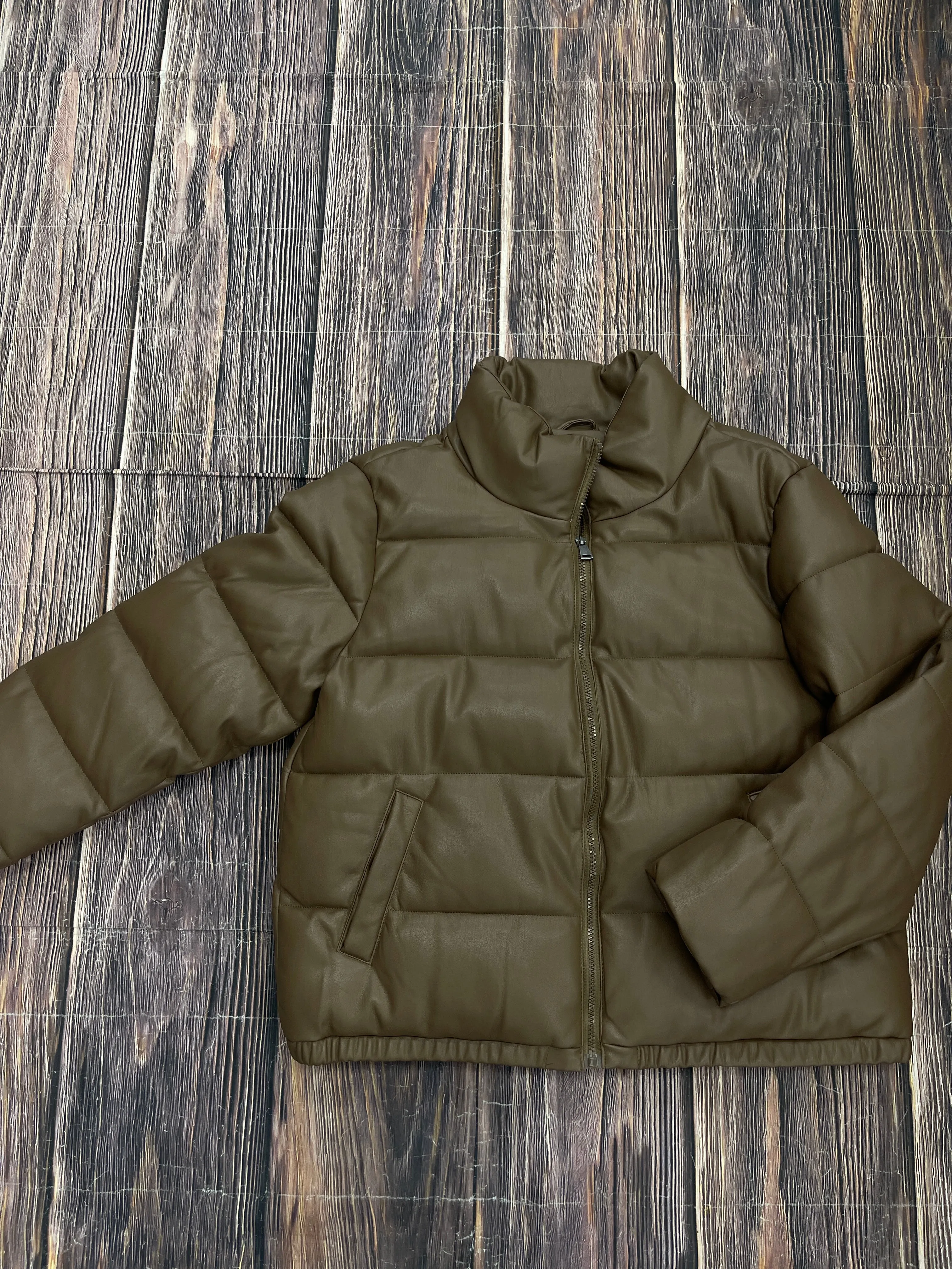 Coat Puffer & Quilted By Sebby In Brown, Size: Xl