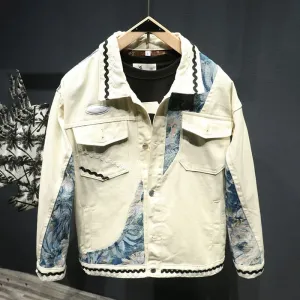 Contrast Patchwork Embroidery Splicing Jacket