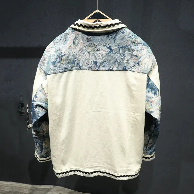 Contrast Patchwork Embroidery Splicing Jacket