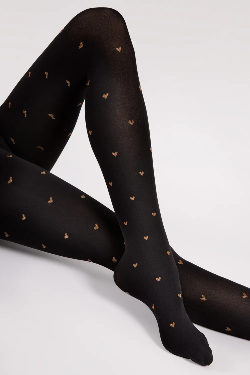 Copper Love Heart Pattern Tights 60 Denier