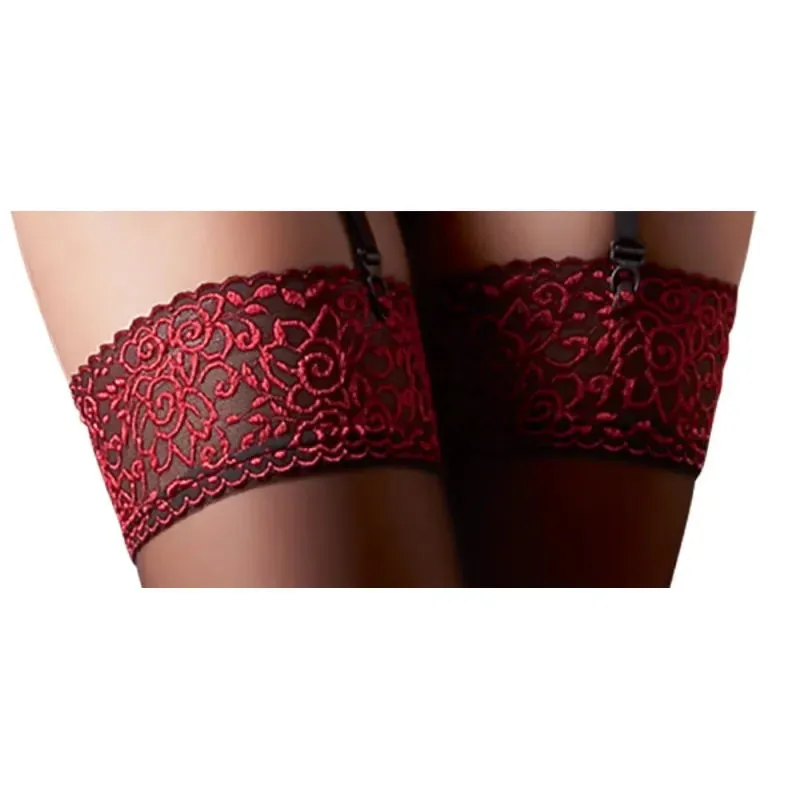 Cottelli Red Lace Suspender Stockings