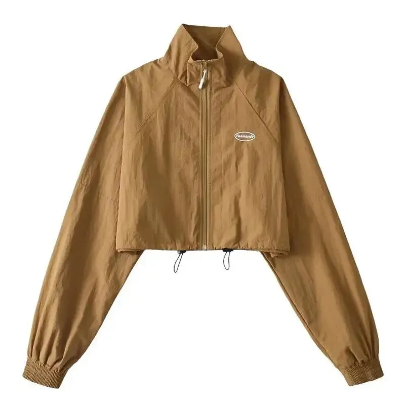 Cropped Windbreaker Long Sleeve Jacket