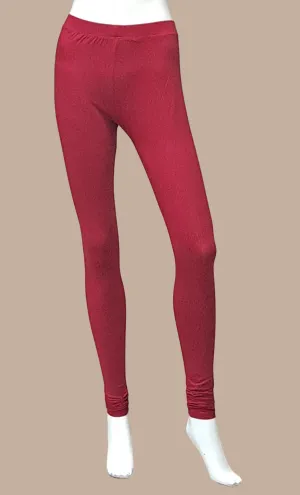 Dark Red Cotton Leggings